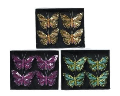 Schmetterling Polyester l8b6h1 cm a3 4pcs Weihnachten Decoris