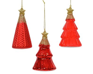 Baum Glas d6.7h12.6 cm Weihnachten rot a3 E Decoris