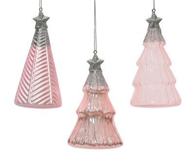 Baum Glas d6.7h12.6 cm Pulver rosa a3 Weihnachten Decoris