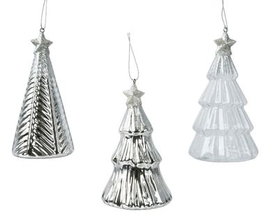 Baum Glas d6.7h12.6 cm Silber a3 Weihnachten Decoris