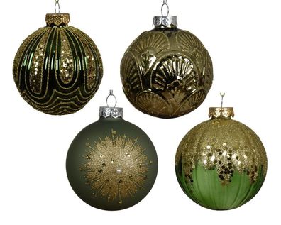 Weihnachtskugel Glas d8 cm grün a4 Decoris