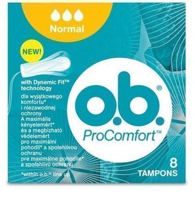 O.B. Tampons, ProComfort Normal, 8 Stk. - Dynamischer Schutz