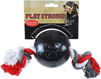 Play Strong Gummiball mit Zahnseide 10 cm schwarz Play Strong Gebr. De boon