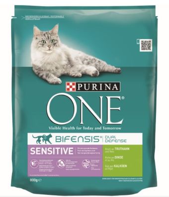 Katzenfutter One Sensitive reich an Truthahn und Reis 800 gr Purina