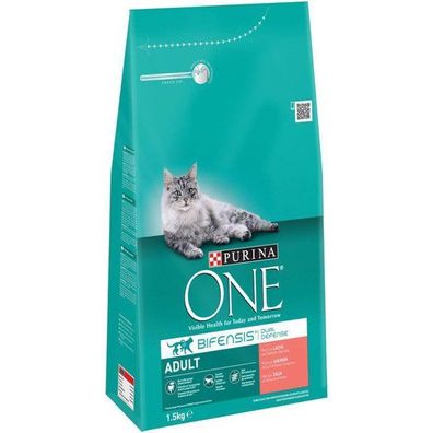 Katzenfutter für Erwachsene reich an Lachs & Vollkorn Kroketten 1,5 kg Purina