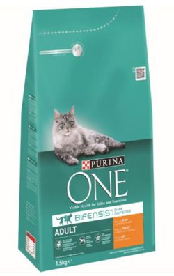 Katzenfutter One Adult reich an Huhn & Vollkorn Kroketten 1,5 kg Purina