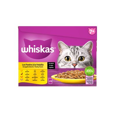 Geflügel Selection in Sauce Mahlzeit Beutel Multipack 24x85g Haustier Snack Whiskas