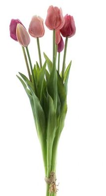 Strauß künstliche Tulpen Tulip Duchesse x7 neue rot/rosa Combo 47 cm Buitengewoon