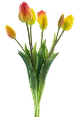 Strauß künstlicher Tulpen Tulip Duchesse x7 gelb/orange 47 cm Buitengewoon de boet