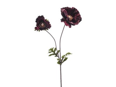 Künstliche Blume Mohn Samt weinrot, 78 cm Hortus