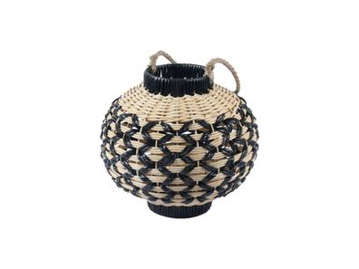 Laterne Rattan schwarz/natur, 29x27 cm Buitengewoon de boet