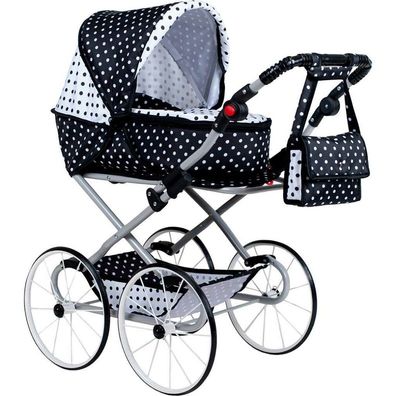 Baby Retro 2in1 New Baby Natalka Puppe Kinderwagen schwarz und weiß