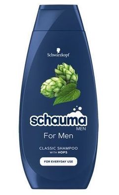 Schauma Herren Hopfen Shampoo, 400ml - Stärkendes Haarshampoo mit Hopfenextrakt