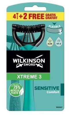 Wilkinson Sword Xtreme 3 Sensitive Einwegrasierer, 6 Stück