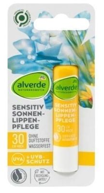 Alverde Sensitiv Lippenbalsam LSF 30 - 4,8g - Schutz & Pflege ohne Weißel-Effekt