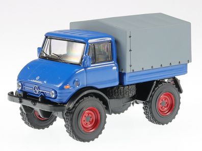 Unimog U406 blau Plane-Spriegel Modellauto 452034000 Schuco 1:64