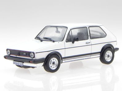 VW Golf 1 GTI 1980 MK1 Serie 2 weiss Modellauto in Vitrine Atlas 1:43