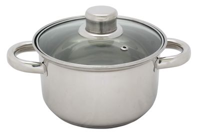 Kochtopf Edelstahl mit Glasdeckel 3,5 L 20 cm Topf Kochen