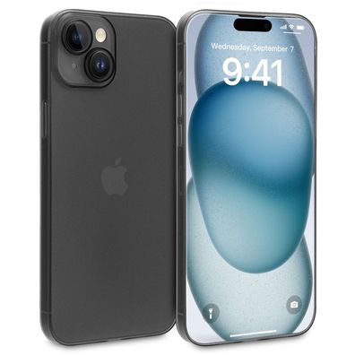 doupi Ultra Slim Case iPhone 15 Plus 6,7" Fein Matt Schutz Hülle Skin Cover Schwarz