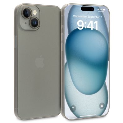 doupi Ultra Slim Case iPhone 15 Plus 6,7" Fein Matt Dünn Schutz Hülle Skin Cover Grau