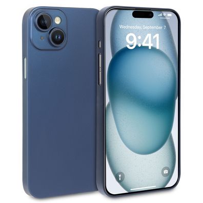 doupi Ultra Slim Case iPhone 15 Plus 6,7" Fein Matt Dünn Schutz Hülle Skin Cover Blau