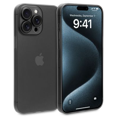 doupi Ultra Slim Case iPhone 15 Pro 6,1" Fein Matt Schutz Hülle Skin Cover Schwarz