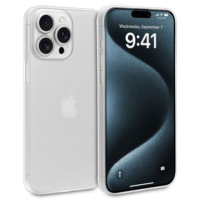 doupi Ultra Slim Case iPhone 15 Pro 6,1" Fein Matt Dünn Schutz Hülle Skin Cover Weiß