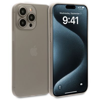 doupi Ultra Slim Case iPhone 15 Pro 6,1" Fein Matt Dünn Schutz Hülle Skin Cover Grau