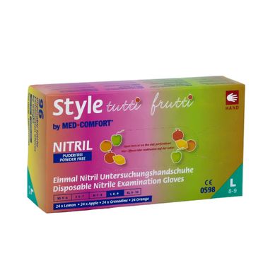 10x STYLE tutti frutti, Nitril-Untersuchungshandschuh, puderfrei, Farbenmix, Gr. S |