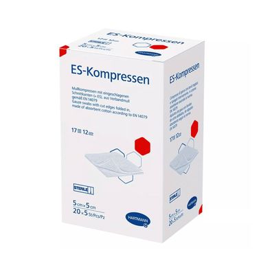 Hartmann ES-Kompressen 5 x 5 cm, 12-fach, steril - 10 x 10 Stück | Packung (100 Stück