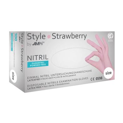 STYLE Strawberry, Nitril-Untersuchungshandschuh, puderfrei, rosa, Gr. L | Box (100 St