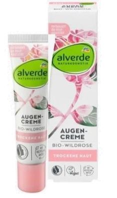 Alverde Wildrosen Augencreme, 15ml - Anti-Müdigkeit Pflege