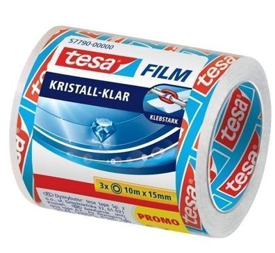 Tesa Transparentes Klebeband, 15mm x 10m, 3er Set