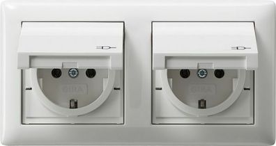 Gira System 55 Steckdose mit Kd 2fach IP44 Reinweiß glänzend 115803