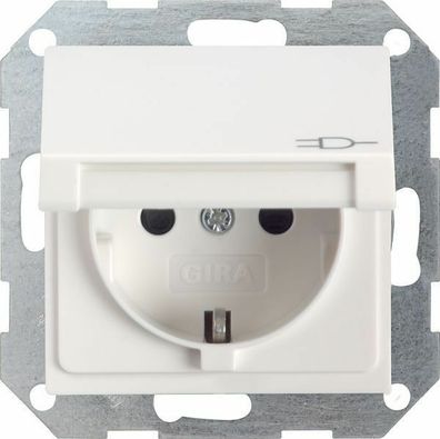 Gira System 55 Steckdose mit Klapdeckel und KS Reinweiß glänzend 441403