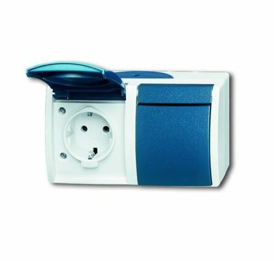 B + J ocean® Steckdose mit Klappdeckel, waagerecht, 2-fach grau 20/2EW-53