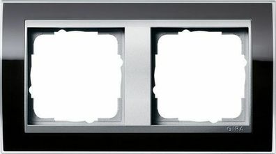 Gira Abdeckrahmen 2fach für Farbe Alu Gira Event Klar Schwarz 0212736