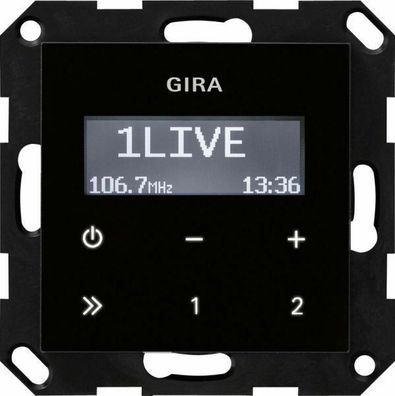 Gira UP Radio RDS ohne Lautsprecher System 55 Schwarzglasoptik 228405