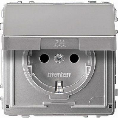 Merten Aquadesign IP44 Steckdose mit Klappdeckel aluminium MEG2310-7260