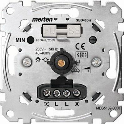 Merten Drehdimmer-Einsatz mit Druck-Wechselschalter, 40-400W MEG5132-0000