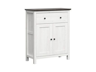 Kommode Hesen Sideboard Schubladenschrank 44 x 101 x 121 , Weiss + Sibiu-Lärche