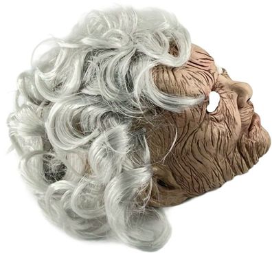 realistisches Oma Maske silbernes Haar alte Frau Greisin Latex Halloween Grandma