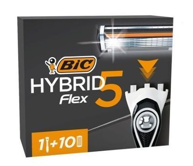 Bic Hybrid 5 Flex Einwegrasierer Set mit 1 Griff und 10 Klingen