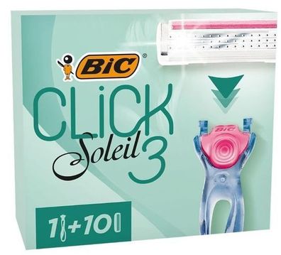 Hochwertiger Damenrasierer Bic Click 3 Soleil Sensitive mit 10 Ersatzklingen - Einweg