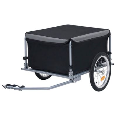 vidaXL Fahrradanhänger Schwarz und Grau 65 kg