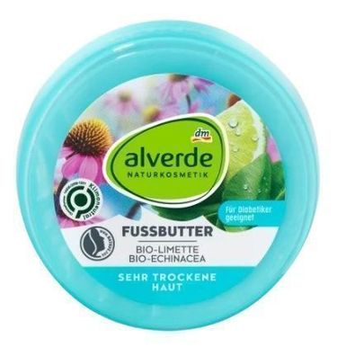 Alverde, Bio-Limette Bio-Echinacea, Fußbutter. 200ml