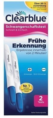 ClearBlue Schwangerschaftstests (2er-Pack) - Präzises und schnelles Ergebnis, empfohl