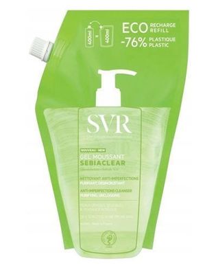 SVR Sebiaclear Gel Moussant, Reinigungsgel für akneanfällige Haut, Vorrat, 400 ml