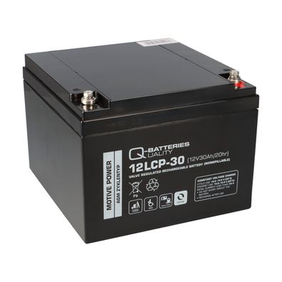 Q-Batteries 12LCP-30 / 12V - 30Ah Blei Akku Zyklentyp AGM - Deep Cycle VRLA