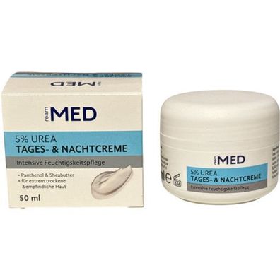 Ream MED: Creme 5 % Urea Tag und Nacht 50 ml für Extra trockene Haut